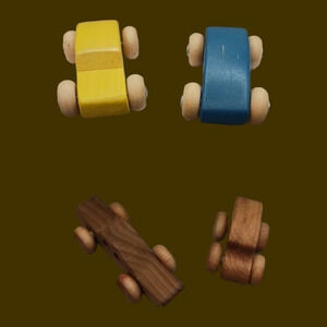 Vintage wooden handcraftes cars lot of 4